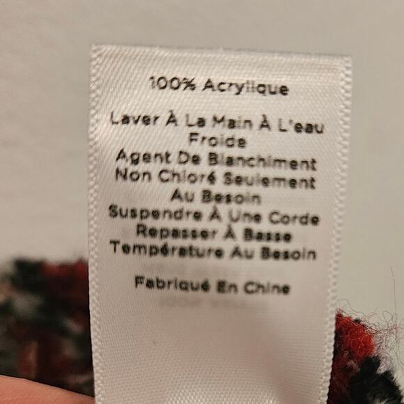 TALBOTS Reversible scarf Red plaid and Houndstooth 76 x 22 - Picture 7 of 8